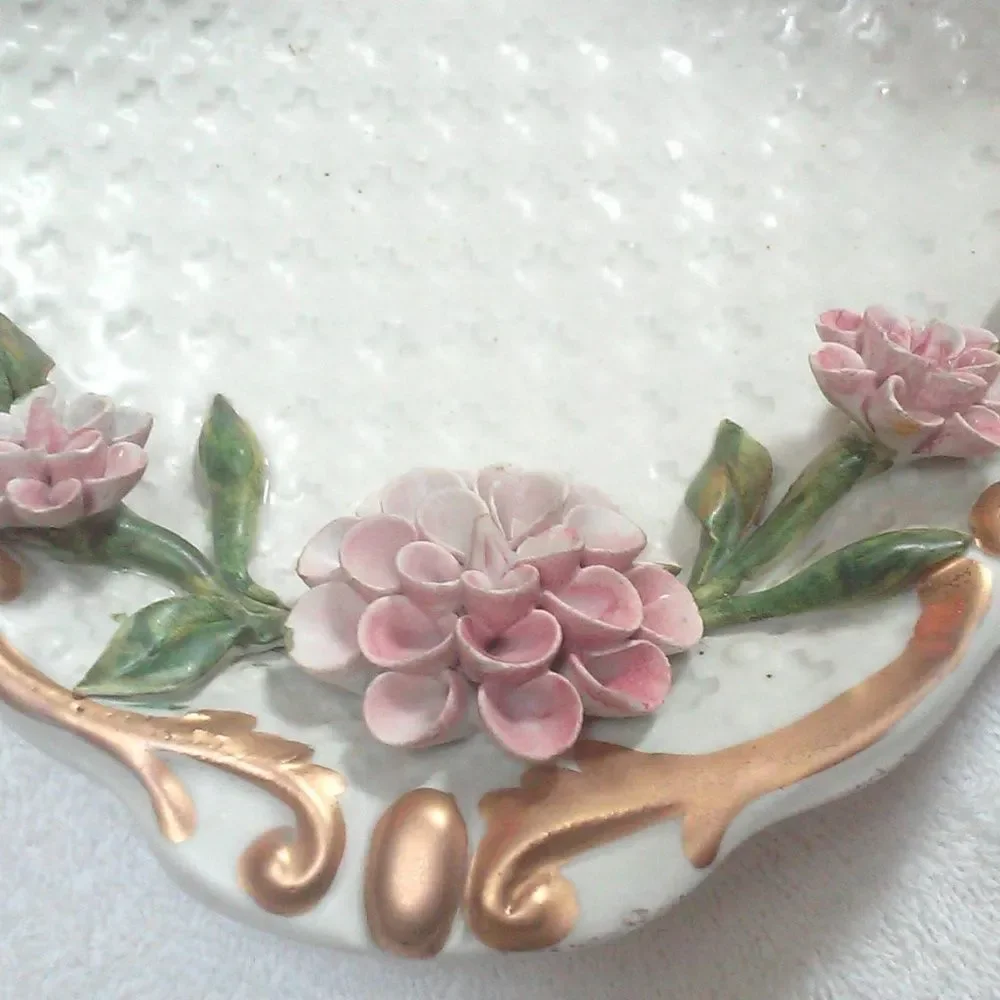 Vintage Italy Capodimonte Style Bisque Divided Tray Platter